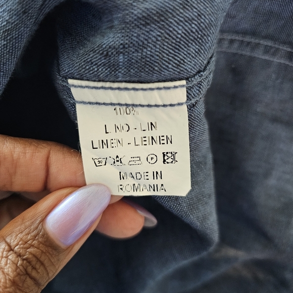Trovare Slate Blue 100% Linen Dress Shirt Size XL - Picture 5 of 5